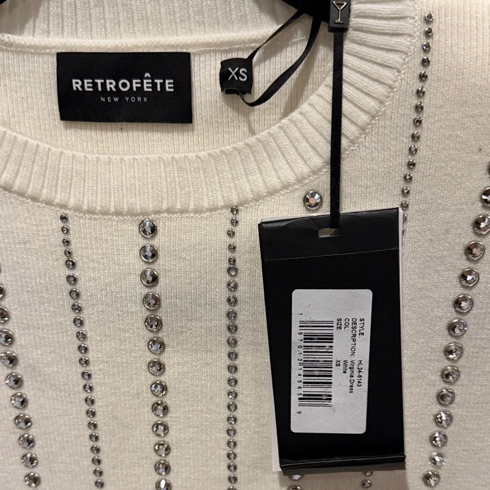 Retrofete XS Virginity White Long Sleeve Sequin Dress - Picture 6 of 7